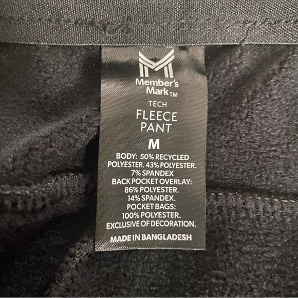 MEMBER’S MARK Men's Tech Fleece Pants Black Medium - NWT - Picture 8 of 9